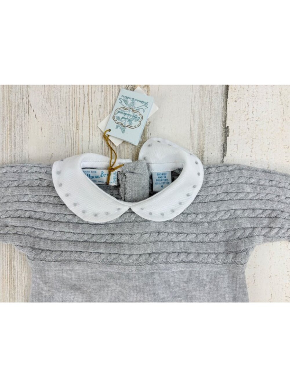 Feltman Bros Baby Boys Sz NB Gray Cable Knit Romper NWT - Picture 2 of 11